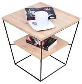 Loftowy stolik kawowy z półką dąb artisan T9-P71