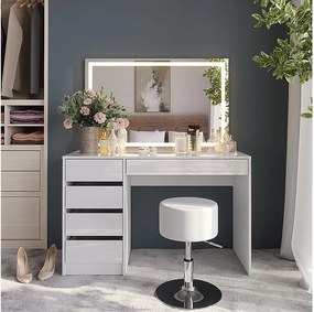 Stół do toalety biały/biały wysoki połysk 119.8x50.1x76 sherry