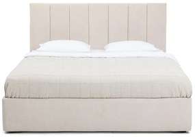 Beżowe tapicerowane łóżko dwuosobowe ze schowkiem z materacem i stelażem 180x200 cm Thessa Bold Line – Bonami Selection