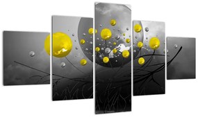 Obraz - żółte abstrakcyjne kule (125x70 cm)