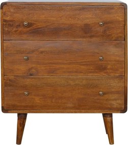 Artisan Furniture Orzechowa zakrzywiona skrzynia z 3 szufladami, sypialnia