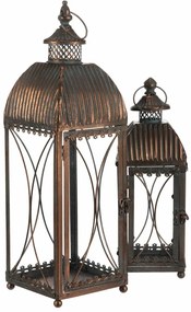 Zestaw metalowych latarni Romance, 2 szt., miedź