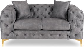 Sofa SORRENTO 2S Dwuosobowa Szara Welurowa Nowoczesna Glamour