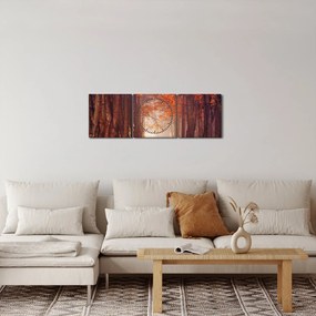 Obraz - Jesienny las (z zegarem) (90x30 cm)