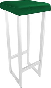 Hoker ALEX krzesło barowe tkanina Welur podstawa metalowa : Kolor Stelaża - Biały, Kolor tkaniny - VELVET - MG25, Wysokość - 90 cm