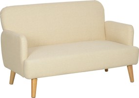 HOMCOM Dwumiejscowa Sofa, kompaktowa, przyjazna dla skóry, do 240 kg, 130x74x79 cm, Kremowa