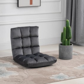 HOMCOM Fotel Materac Gościnny Welurowy Regulowane Oparcie Szary 55x71x53 5 cm Komfort i Styl | Aosom PL