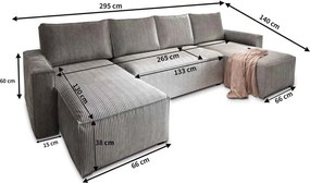 PROMOCJA Jasnobeżowy zestaw wypoczynkowy w kształcie U SMART COSARO 295x140 cm II jakość