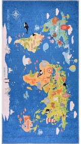 Niebieski dywan dziecięcy odpowiedni do prania 100x160 cm Animal Atlas – Vitaus