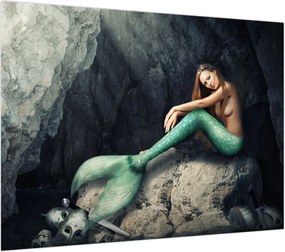 Obraz - Syrenka na skale (70x50 cm)