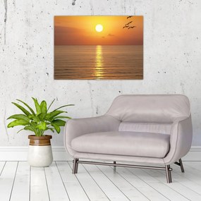 Obraz na szkle - Zachód słońca nad oceanem (70x50 cm)