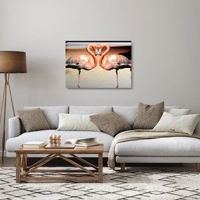 Obraz na szkle - dwa flamingi (70x50 cm)