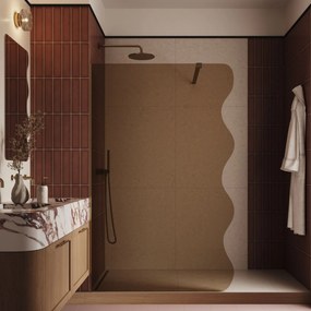 Ścianka prysznicowa Walk in fix szkło grafitowe falowane 8mm MOLIS Wave Grafit MASSI | Różne rozmiary : Kolor profili kabiny - złoty szczotkowany, Szerokość ścianki - 100 cm, Typ montażu - WALK in FIX (Do ściany)