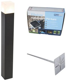 Zewnetrzna Lampa ogrodowa z kołkiem czarny opalowy klosz 70 cm kołek do ziemi i wtyk kablowy - Denmark Nowoczesny Oswietlenie zewnetrzne