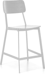 Komplet 2 białych drewnianych wysokich krzeseł z podnóżkiem i metalowymi nogami "Teo" cm 51,5x51,97h