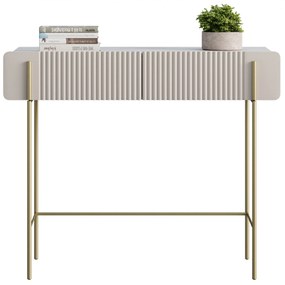 Toaletka Malmi 100 cm z szufladami - kaszmir / crema bianca / złote nóżki