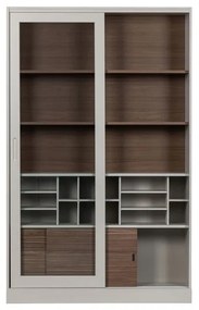 Jasnoszara witryna z litego drewna sosnowego z drzwiami przesuwnymi 125x200 cm James – WOOOD