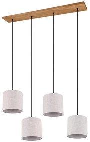 Beżowa lampa wisząca z tekstylnym kloszem Elmau – Trio