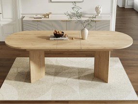 Stół rozsuwany 160-200x90x75 cm - na 6-8 osób - zaokrąglone krawędzie - gruby blat - MDF - naturalny