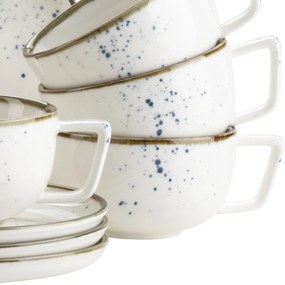 Mäser 8-częściowy zestaw filiżanek do kawy PintarWhite z niebieskimi kropkami