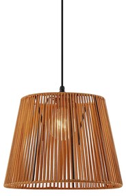 Zewnętrzna lampa wisząca czarna z pomarańczowym kloszem z liny IP44 - Cava Jayla