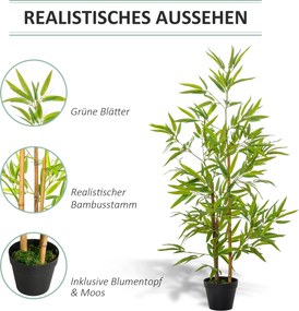 Dekoracyjny Sztuczny Bambus Ozdobne Drzewo Sztuczne 120cm do Domu i Biura | Aosom PL