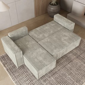 Masseno Narożnik RAVELO z funkcją spania i pojemnikiem na pościel Narozniki L, Rozkładana sofa - Jasnoszary, TILIA 83