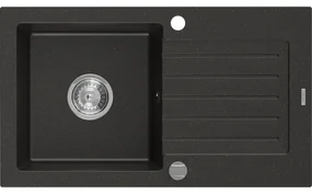 Mexen Pablo zlewozmywak granitowy 1-komorowy z ociekaczem 752 x 436 mm, czarny/złoty metalik, syfon chrom - 6510751010-75