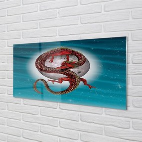 Szklany Panel Japoński Smok na tle Pełni Księżyca