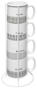 Filiżanki ceramiczne na stojaku LIFE, 240 ml, 4 sztuki