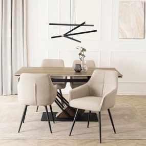 Krzesło Tapicerowane do Salonu PALMA Beżowe Nowoczesne