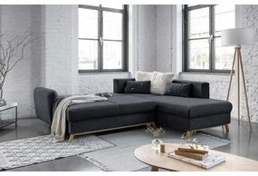 Ciemnoszary rozkładany narożnik Miuform Scandic Lagom L, prawostronny