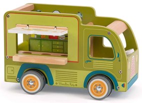 Drewniane auto zabawkowe La Grande Famille Food Truck – Moulin Roty