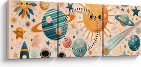 Obraz - Kawałki z kosmosu (z zegarem) (90x30 cm)