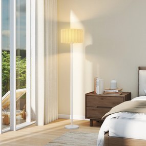 HOMCOM Lampa Podłogowa w Stylu Retro, Lampa Plastikowa, Włącznik Nożny, Stelaż Metalowy, Biała