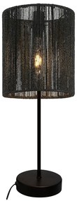 Czarna lampa stołowa z kloszem z plecionki trzcinowej (wysokość 48 cm) Foresto – GTV