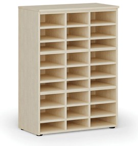 Regał sortujący PRIMO WOOD, 800 x 420 x 1087 mm, 27 przegród, brzoza