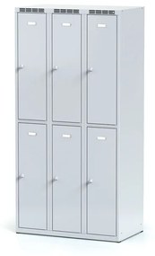 Alfa 3 Metalowa szafka skrytkowa, 6 schowków, 1800 x 900 x 500 mm, zamek obrotowy, drzwi szare