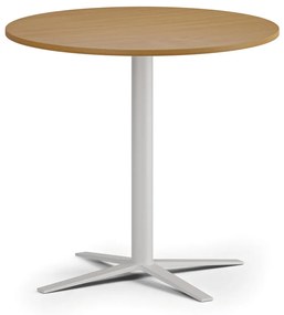 Stolik kawowy AURA, średnica 80 cm, biała podstawa, buk