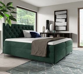Ciemnozielone tapicerowane welurem łóżko 5 rozmiarów - Lunavello 4X