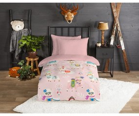 Różowa flanelowa pościel dziecięca jednoosobowa 140x200 cm Ladida – Good Morning