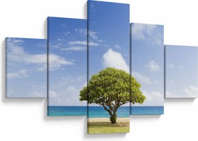 Obraz plaży z drzewem (125x70 cm)