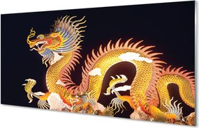 Szklany Panel Złoty Smok Wschodu