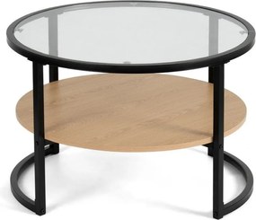 Czarno-naturalny okrągły stolik w dekorze dębu ø 68 cm Zanu – Bonami Essentials