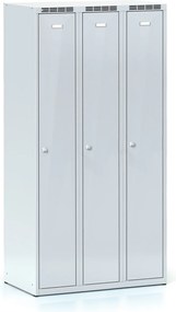 Metalowa szafka ubraniowa S7, 3-drzwiowa, 1800 x 900 x 500 mm, demontaż, zamek obrotowy, drzwi szare