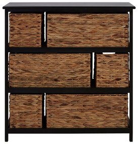 Czarny/naturalny regał łazienkowy z litego drewna paulowni 80x76 cm Padstow – Premier Housewares
