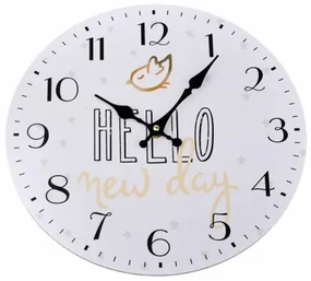 Zegar naścienny Hello new day, śr. 34 cm