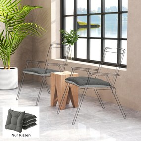 Outsunny Zestaw 4 poduszek na krzesła 39,5 x 39,5 x 10 cm z paskami, antypoślizgowe poduszki do użytku wewnętrznego i zewnętrznego | Aosom PL