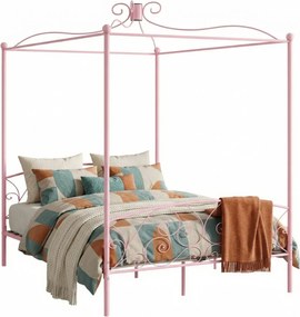 Różowe małżeńskie łóżko rustykalne 160x200 cm N2-K44