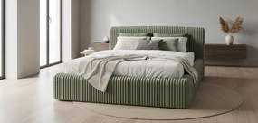 Zielone łóżko tapicerowane dwuosobowe z zagłówkiem T3-T97